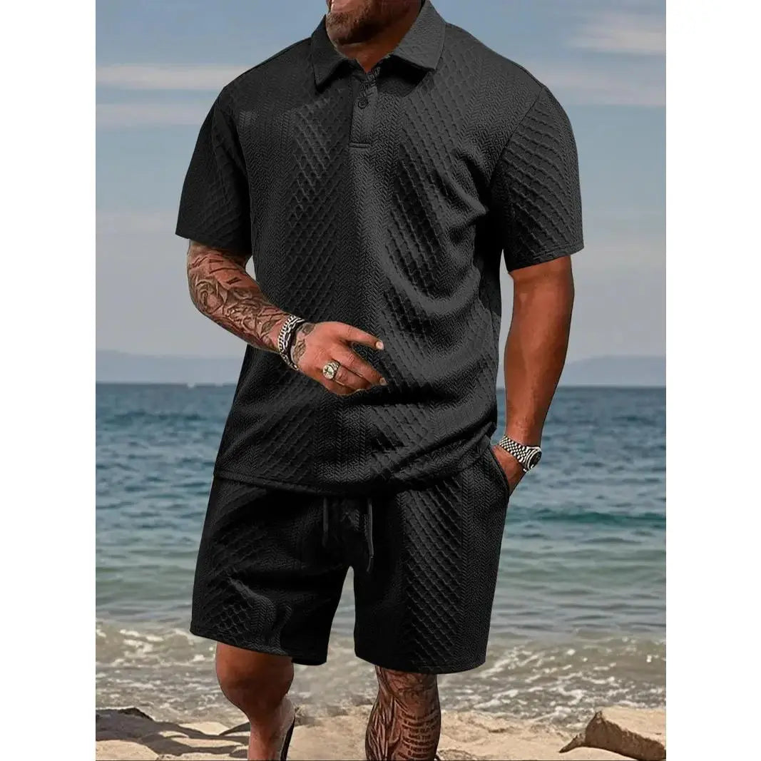 Freizeit-Set für Herren: Poloshirt und Shorts mit Kordelzug