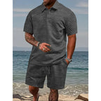 Conjunto informal para hombre de polo y pantalones cortos con cordón