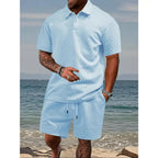 Conjunto informal para hombre de polo y pantalones cortos con cordón