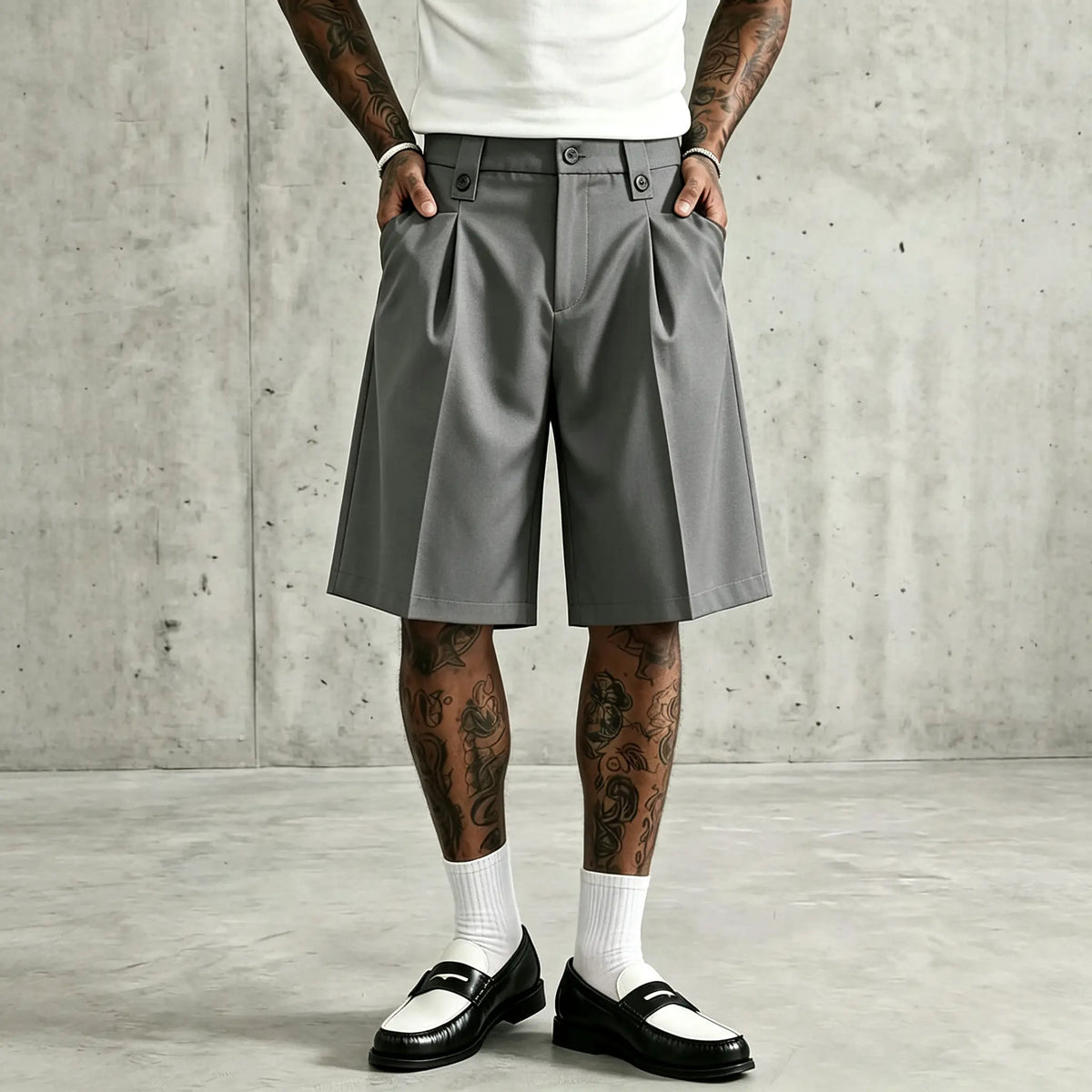 Men’s Old Money Pleated Suit Shorts