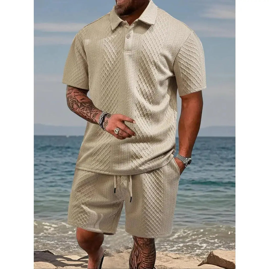 Conjunto informal para hombre de polo y pantalones cortos con cordón