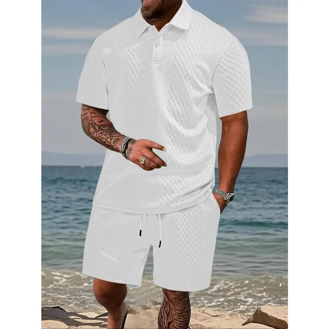 Freizeit-Set für Herren: Poloshirt und Shorts mit Kordelzug