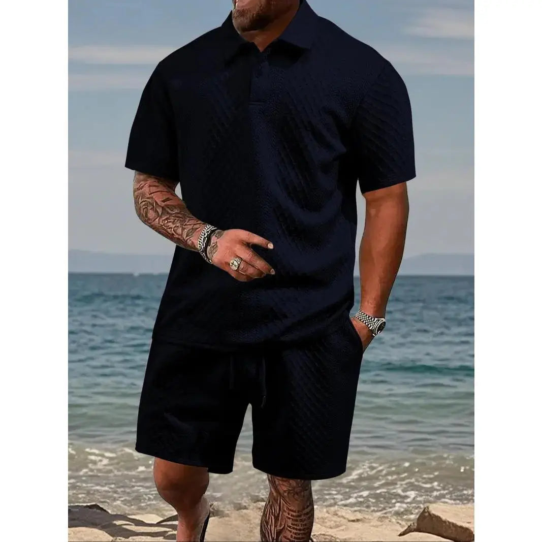 Freizeit-Set für Herren: Poloshirt und Shorts mit Kordelzug