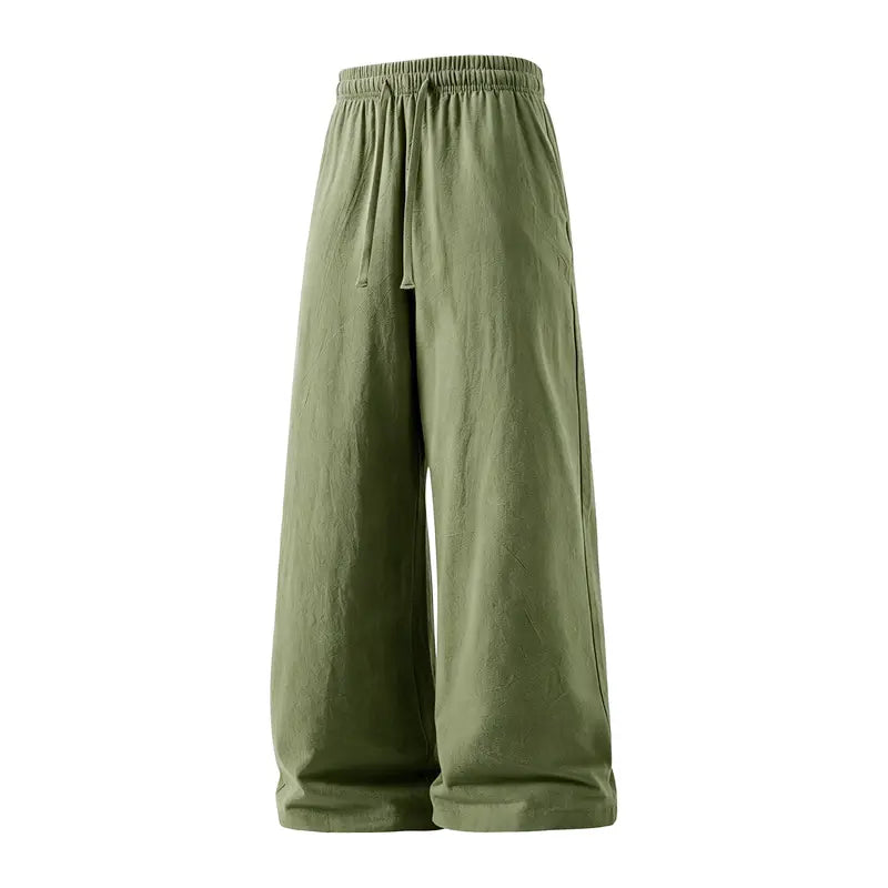 Lightweight Linen Cotton Pants with Drawstring Waist